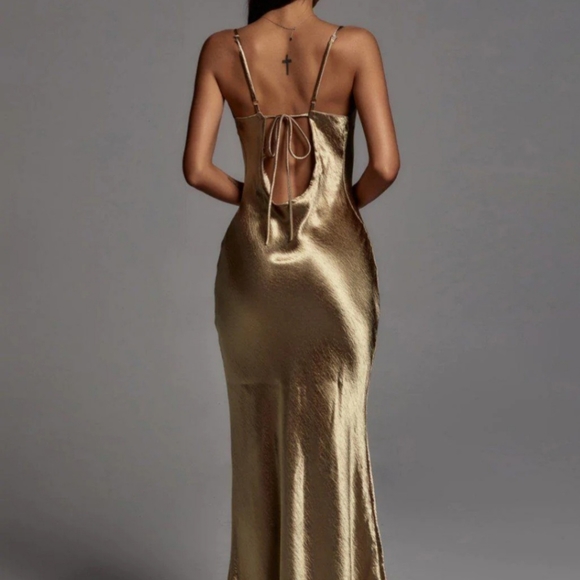 Metallic Gold Maxi Dress - Picture 2 of 4